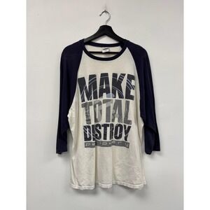 Periphery Anvil Shirt Mens Large White Navy Make Total Destroy 3/4 Sleeve Tee